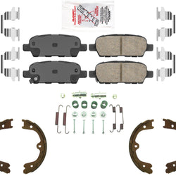 AmeriPro Ceramic Disc Brake Pads Parking Shoes Hardware For Infiniti FX35 09-12