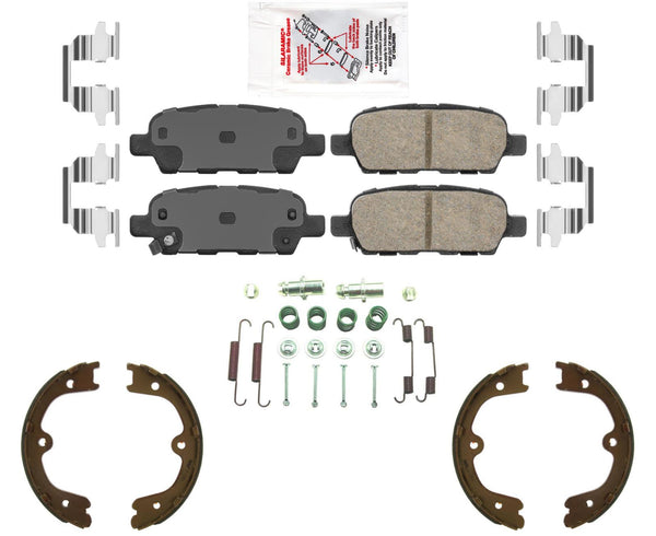 AmeriPro Ceramic Disc Brake Pads Parking Shoes Hardware For Infiniti FX35 09-12