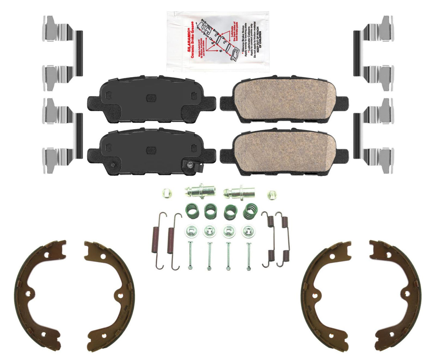 AmeriPRO Ceramic Disc Brake Pads Parking Shoes Hardware For Infiniti FX45 03-08