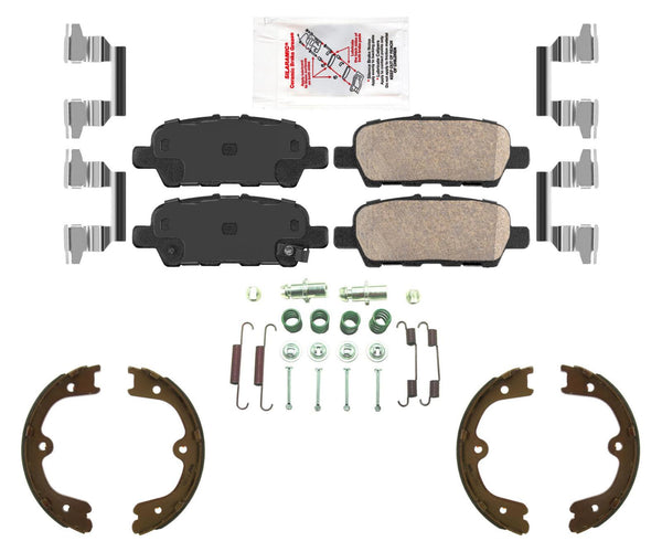 AmeriPRO Ceramic Disc Brake Pads Parking Shoes Hardware For Infiniti FX45 03-08