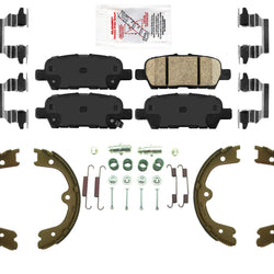 AmeriPro Ceramic Disc Brake Pads Parking Shoes Hardware For Infiniti M35h 12-13