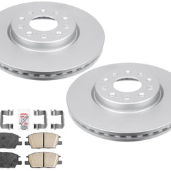 Front GEO Coated Disc Brake Rotors Pads For GMC Terrain 18-22 W/ 300MM J60 Code