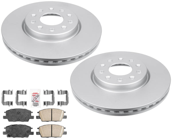 Front GEO Coated Disc Brake Rotors Pads For GMC Terrain 18-22 W/ 300MM J60 Code