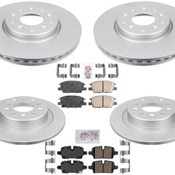 Front & Rr GEO Coated Brake Rotors & Pads For GMC Terrain 2022 W 300MM J60 Code