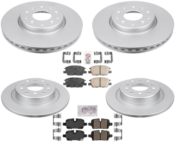Front & Rr GEO Coated Brake Rotors & Pads For GMC Terrain 2022 W 300MM J60 Code