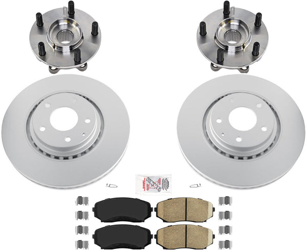 Front Disc Brake Rotors Pads Front Wheel Hub Bearings for Mazda CX9 2016-2022