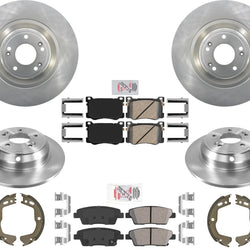 Front & Rear Rotors & Brake Pads Hardware for Hyundai Genesis V8 4Door 15-2016