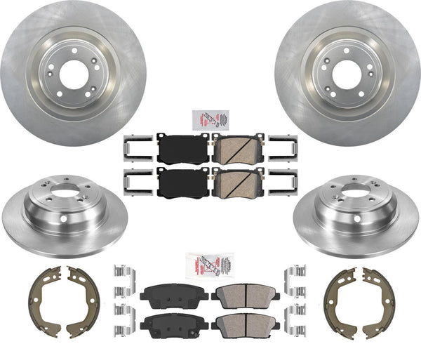Rotores delanteros y traseros y pastillas de freno para Hyundai Genesis V8 4 puertas 15-2016