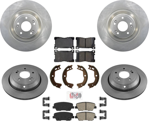 Front & Rear Rotors & Ceramic Brake Pads Hardware For Kia K900 2015-2017 5.0L V8