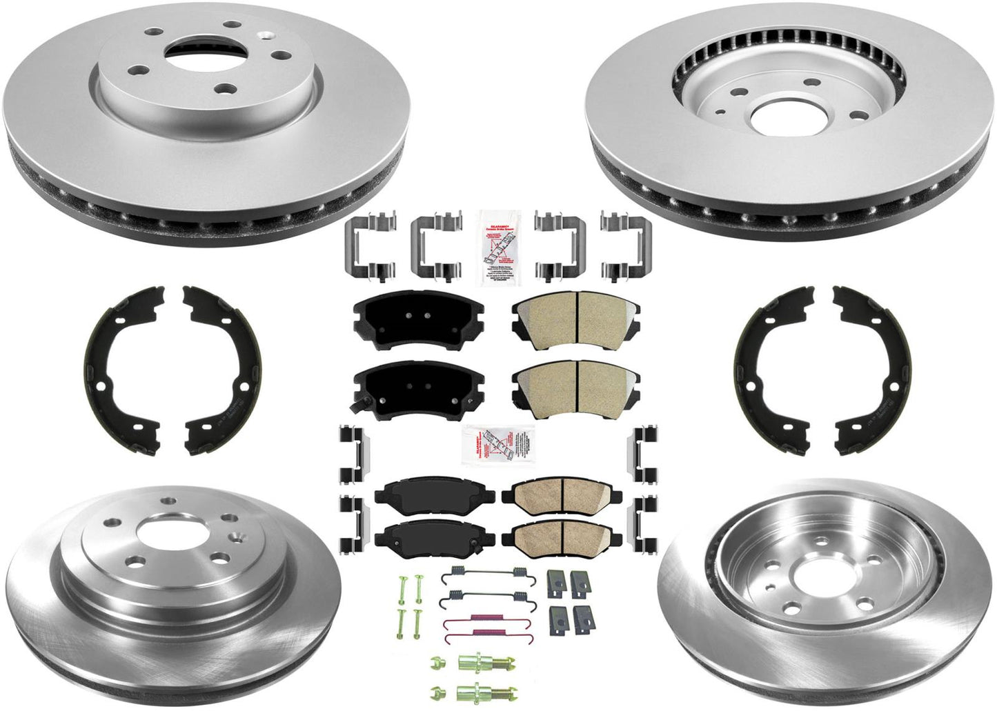 Rotores de freno premium Pastillas de freno metálicas Zapata de estacionamiento para Camaro 10-15 3.6L