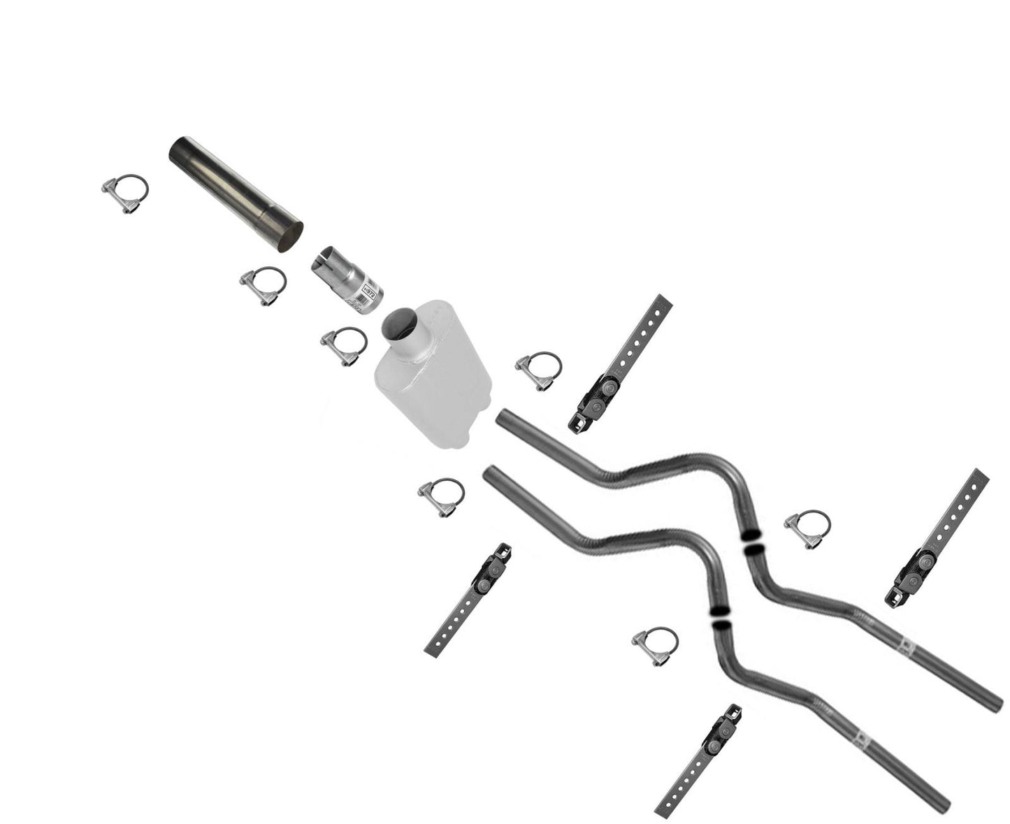 For 98-2004 Ford F150 Performance Dual Exhaust Muffler Pipes Aluminized Muffler