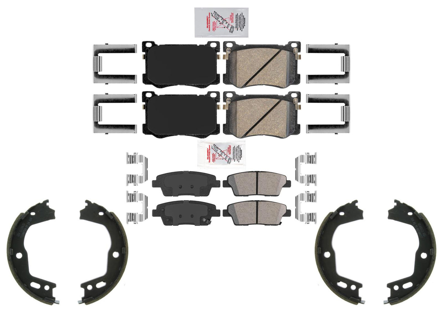 AmeriPro Pastillas de freno de cerámica y zapatos de estacionamiento para Genesis 15-16 4 puertas V6 V8