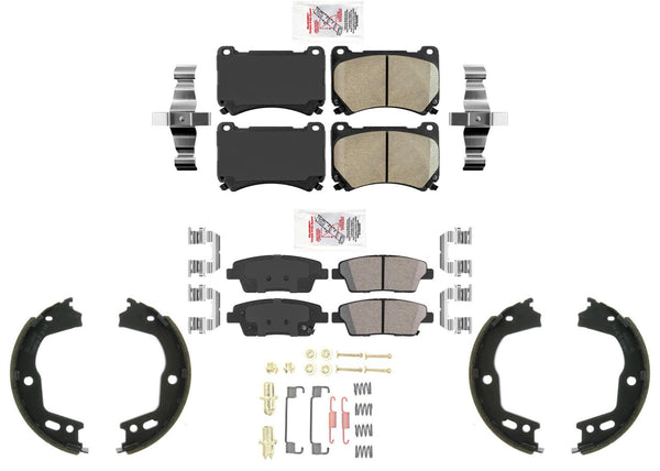 Ceramic Brake Disc Pads & Parking Shoes for 10-14 Genesis 4 Door V8