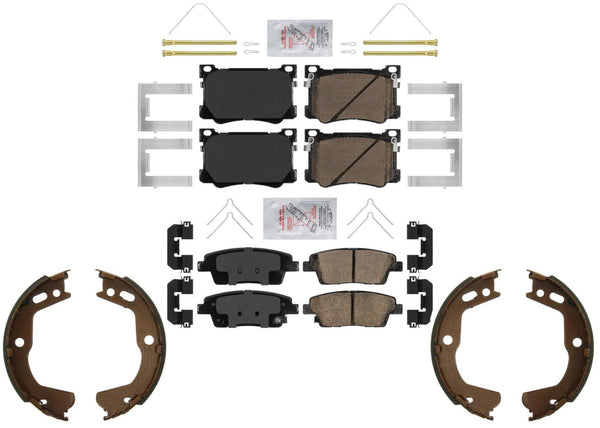 Front Rear Ceramic Disc Brake Pads Parking Shoes for Genesis G80 2018-2020 3.8L