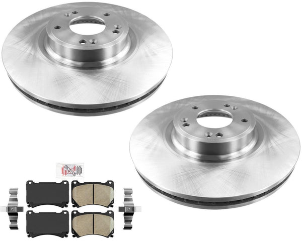 Front Rotors & Ceramic Brake Pads Hardware for Hyundai Genesis 3.8L 4Door 12-14