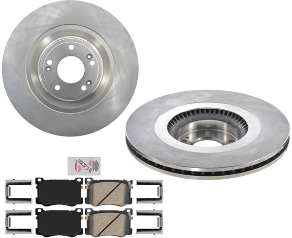 Front Rotors & Ceramic Brake Pads Hardware for Hyundai Genesis V8 4Door 15-2016