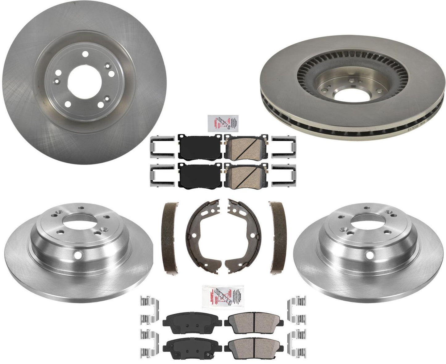 Rotores delanteros y traseros y pastillas de freno para Hyundai Genesis 3.8L 4 puertas 15-16