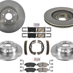 Front & Rear Rotors & Brake Pads Hardware For Hyundai Genesis 3.8L 4Door 15-16