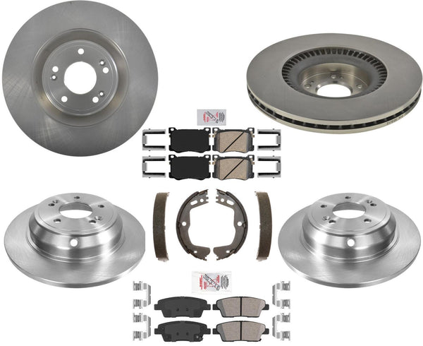 Rotores delanteros y traseros y pastillas de freno para Hyundai Genesis 3.8L 4 puertas 15-16