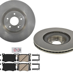 Front Rotors & Ceramic Brake Pads Hardware For Hyundai Genesis 3.8L 4Door 15-16