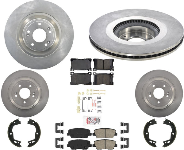 AmeriPro Disc Brake Rotors Cer Brake Pads Hardware For Hyundai Equus 5.0L 12-13