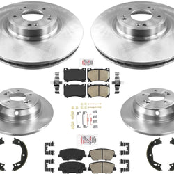 Front & Rear Brake Rotors Brake Pads Hardware For Hyundai Genesis 4.6L 2009
