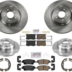 Ft & Rr Disc Brake Rotors Ceramic Disc Brake Pads for Genesis G80 3.8L 18-2020