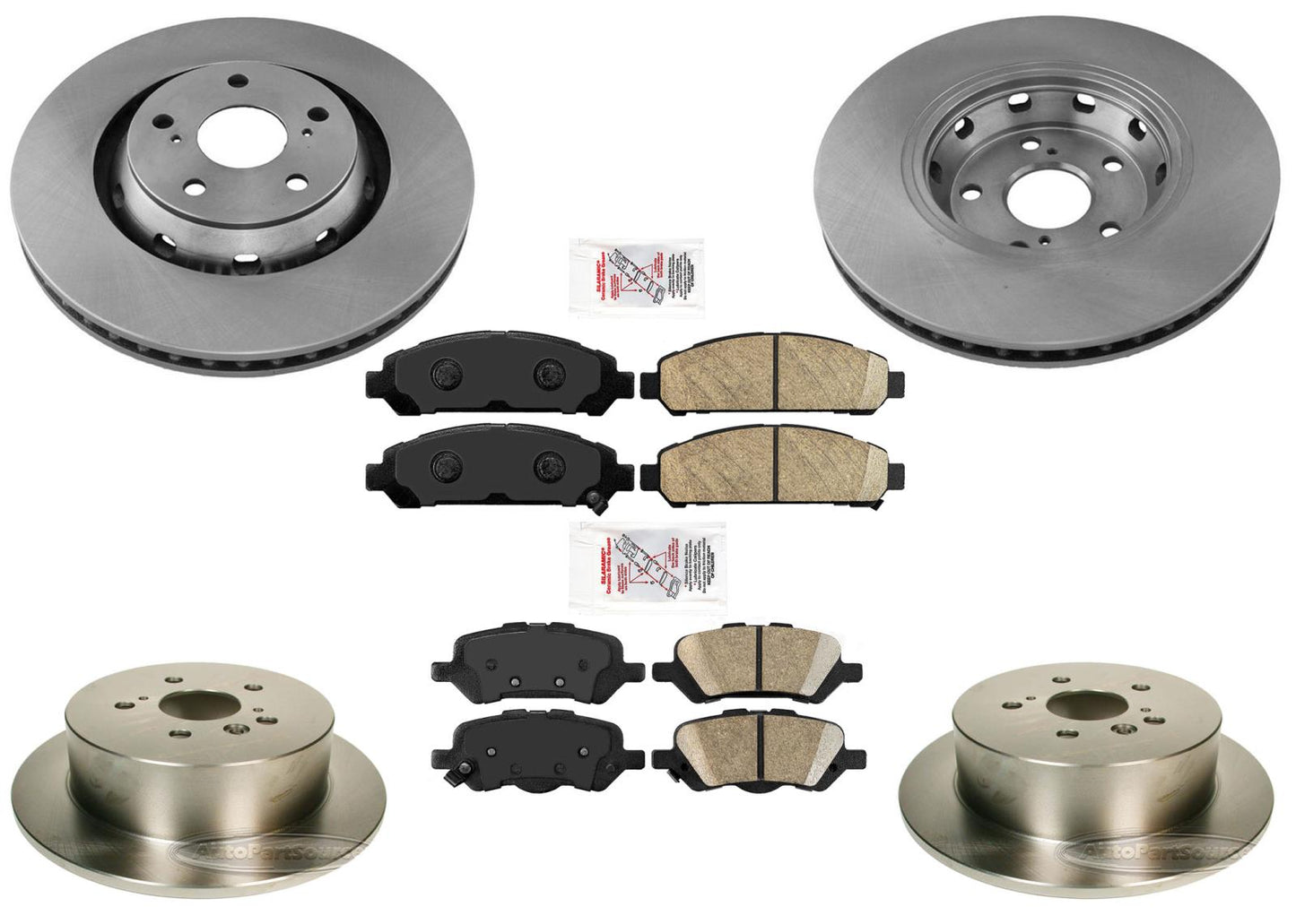 Rotores de horneado delanteros y traseros con pastillas de freno de cerámica para Toyota Venza 09-16