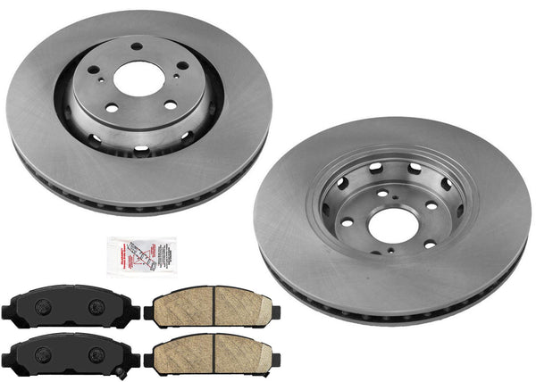 Kit de 3 piezas de rotores de freno delantero revestidos y pastillas de cerámica para Toyota Venza 2009-2016