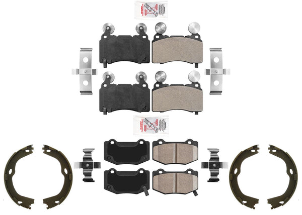 AmeriPro Front and Rear Disc Brake Pads Parking Shoes for Camaro 16-20 SS 6.2L