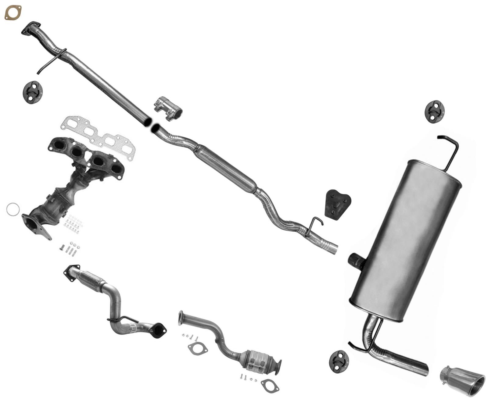 Catalytic Converters Muffler Exhaust Pipe System for 2014-2020 Nissan Rouge 2.5L