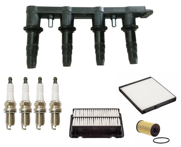 Ignition Coils Spark Plugs & Filters Tune Up Kit For Chevrolet Aveo 1.6L 09-11