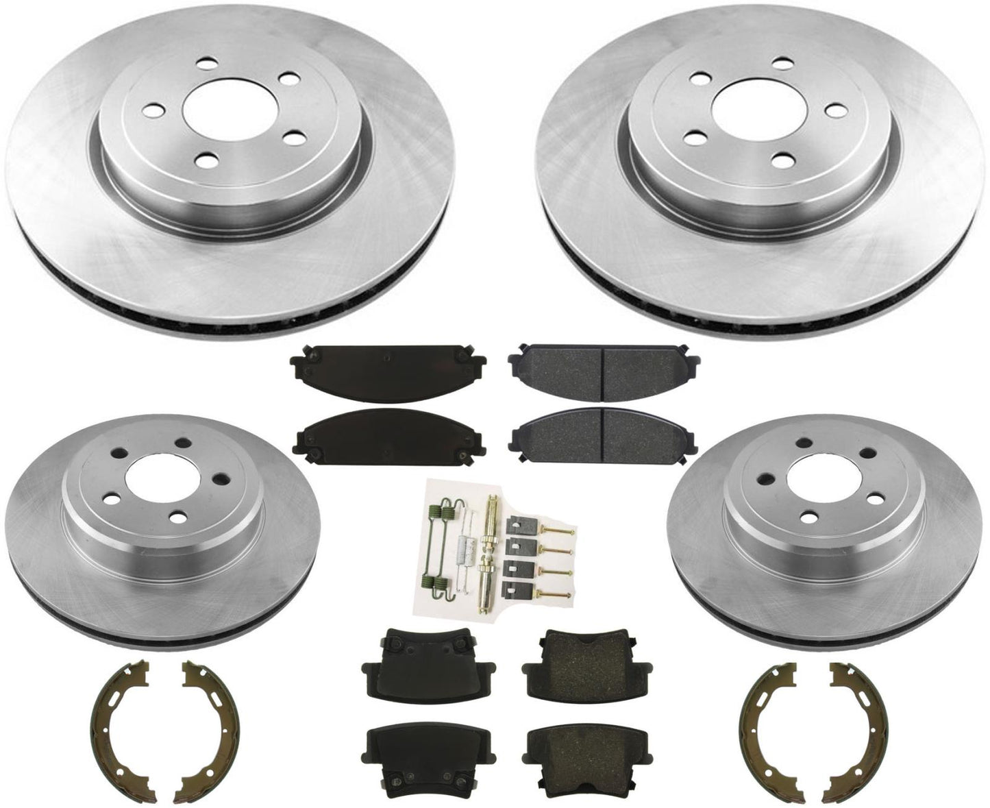 Rotores de freno delantero y trasero y pastillas de freno para Chrysler 300 con tracción total 05-21