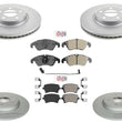 Frt & Rear GEO Coated 320MM Disc Brake Rotors Disc Brake Pads for Audi A4 12-16
