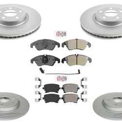 Frt & Rear GEO Coated 320MM Disc Brake Rotors Disc Brake Pads for Audi A4 12-16