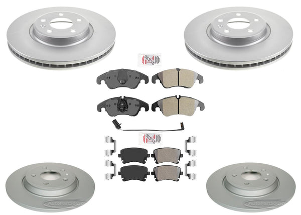 Frt & Rear GEO Coated 320MM Disc Brake Rotors Disc Brake Pads for Audi A4 12-16
