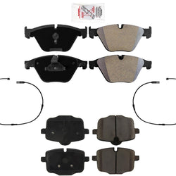 Premium Front & Rear Disc Brake Pads Sensors For BMW 640i 2012-2016