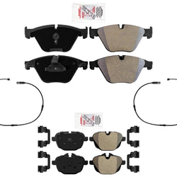 AmeriPRO Front and Rear Disc Brake Pads & Sensors for BMW 535d 2014-2016