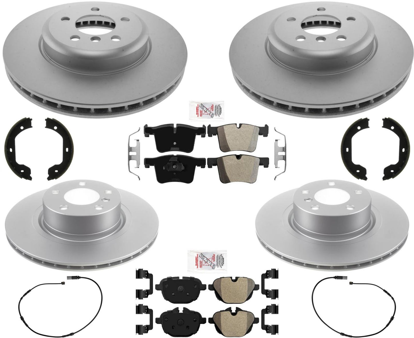 Front & Rear GEO Coated Disc Brake Rotors Disc Brake Pads For BMW X3 2011-2017