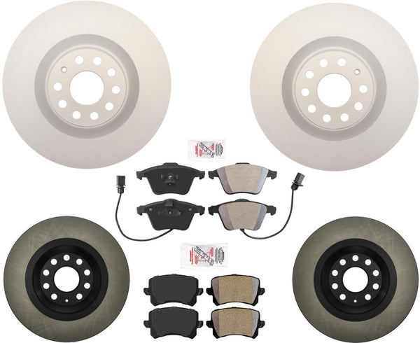 Front GEO Coated Disc Brake Rotors Disc Brake Pads for 09-12 Volkswagen CC V6