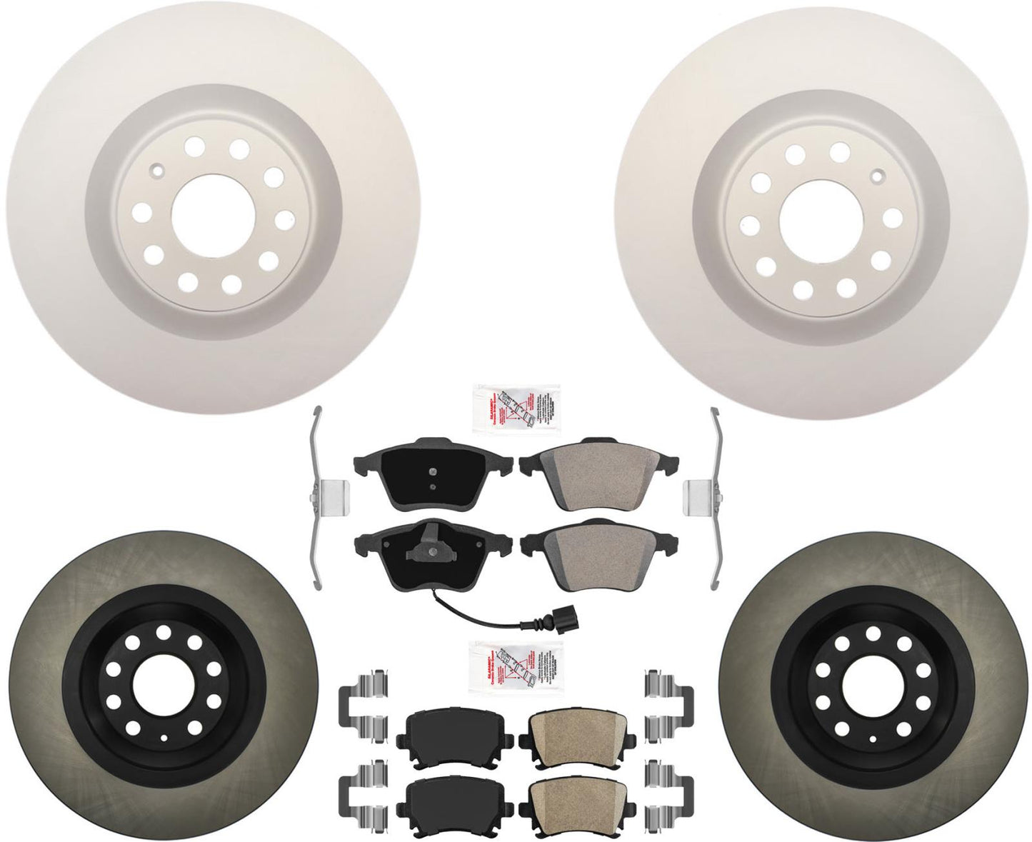Front GEO Coated Disc Brake Rotors Disc Brake Pads For Volkswagen Golf R 12-13