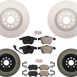 Front & Rear Coated Disc Brake Rotors & Brake Pads For Passat AWD V6 06-08