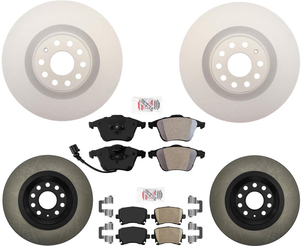 Front & Rear Coated Disc Brake Rotors & Brake Pads For Passat AWD V6 06-08