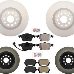 Front & Rear Coated Brake Rotors & Brake Pads For Volkswagen Passat CC V6 09-10