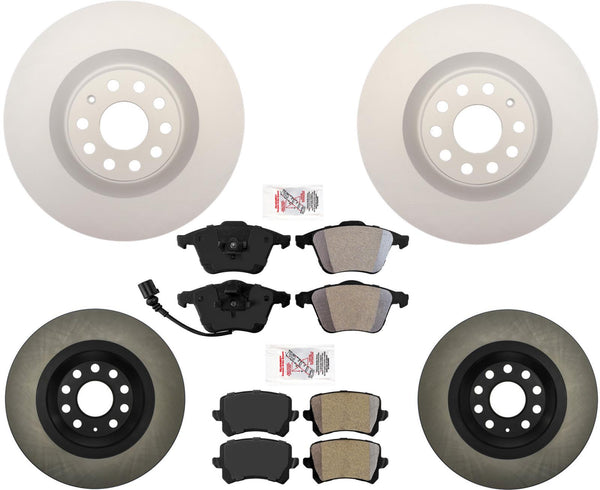 Front & Rear Coated Brake Rotors & Brake Pads For Volkswagen Passat CC V6 09-10