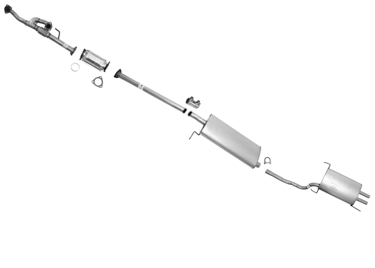 Front Y Pipe Rear Converter Middle Resonator & Muffler For 06-08 Honda Pilot