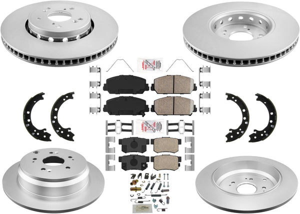 Frt & Rear GEO Coated Disc Brake Rotors Disc Brake Pads for Acura RDX 13-18