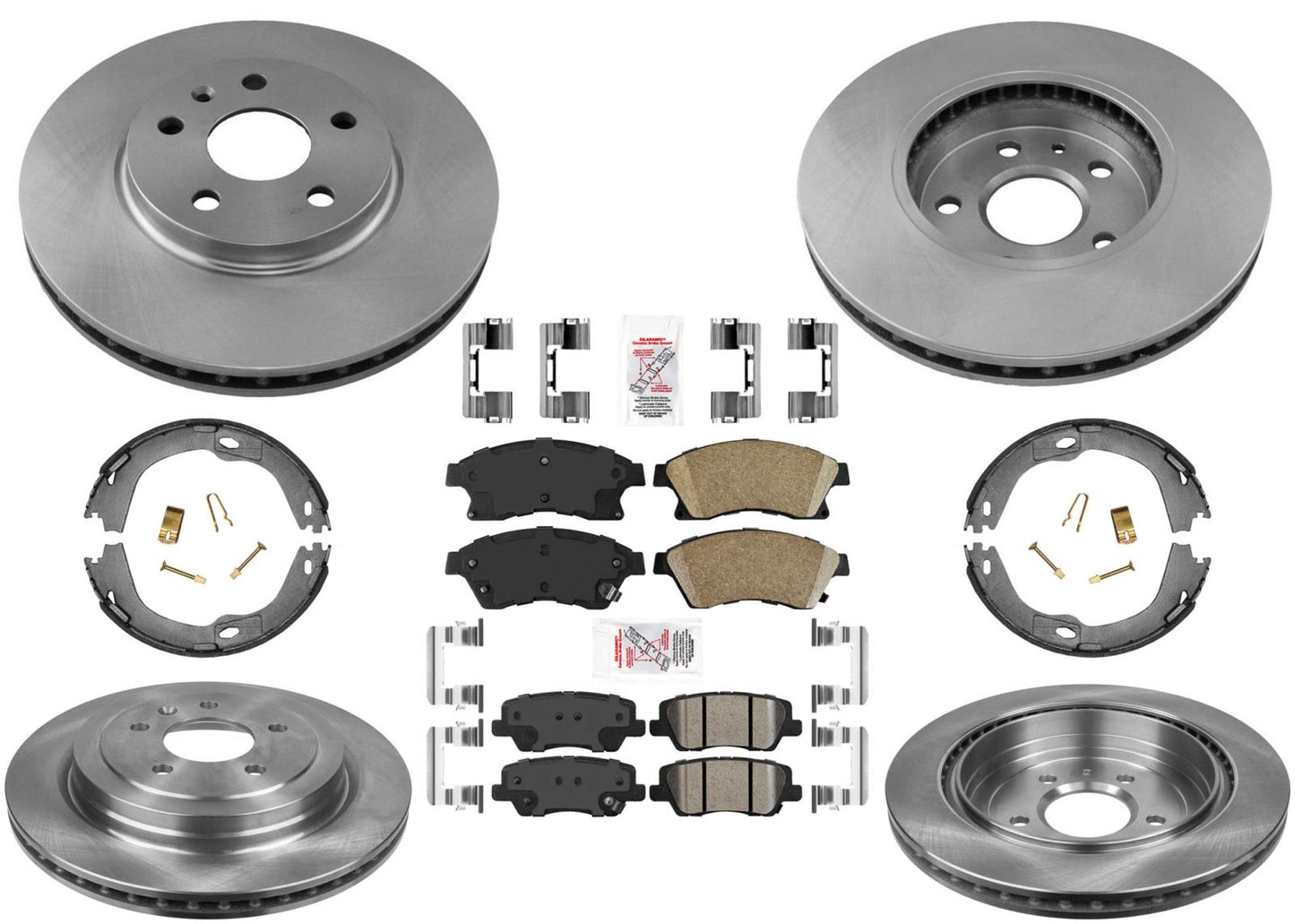 Rotores y pastillas de freno de disco delantero y trasero para Cadillac CTS 2013 con rotores delanteros de 321 mm