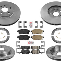 Rotores y pastillas de freno de disco delantero y trasero para Cadillac CTS 2013 con rotores delanteros de 321 mm