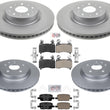 Front 345MM & Rear Coated Brake Rotors & Brake Pads For Cadillac CT6 2016-2020